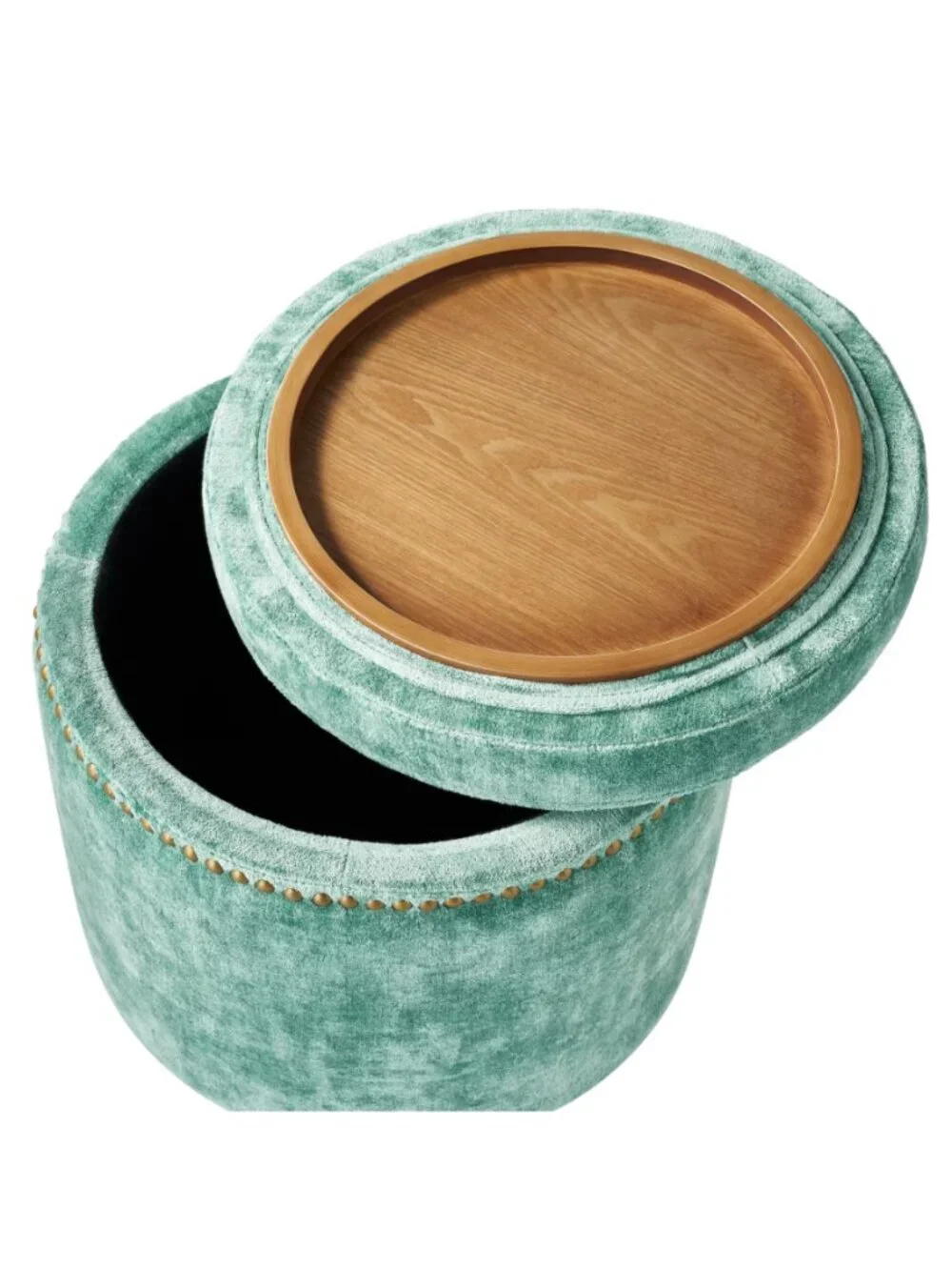 The Pioneer Woman Home Green Footstools Harper Round Velvet Storage Jade Ottoman